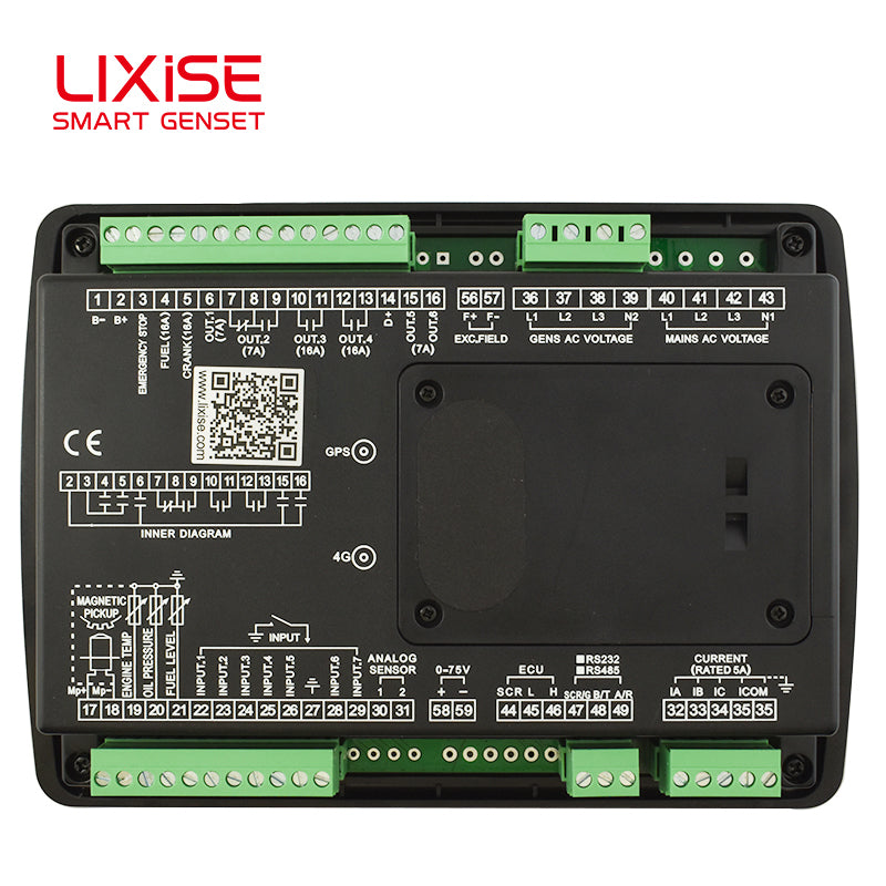 LIXiSE LXC6110NC Universal Intelligent Genset Controller with CAN J1939 Bus, 240\*128 LCD, IoT Remote Monitoring for Diesel Generator Rental & Air Compressor