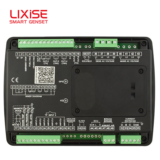 LIXiSE LXC6110NC Universal Intelligent Genset Controller with CAN J1939 Bus, 240\*128 LCD, IoT Remote Monitoring for Diesel Generator Rental & Air Compressor