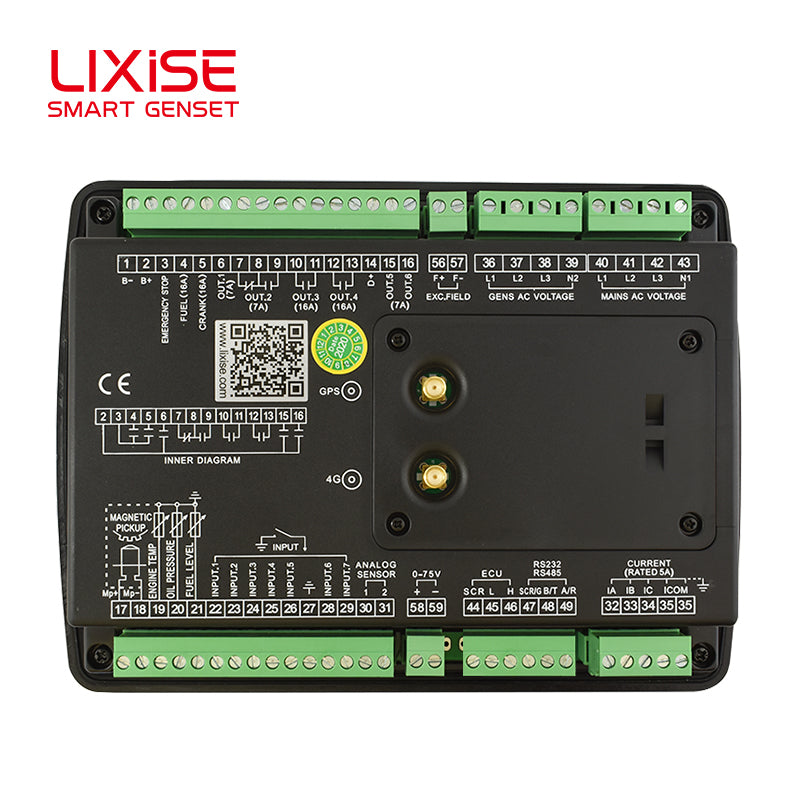 LIXiSE LXC6620BCAN Built-in 4G AMF Genset Controller with CAN J1939, 4.3" Multi-Language LCD for Rental & Telecom Base Station Generator Sets