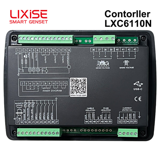 LIXiSE LXC6110N Intelligent Single Genset Controller Without CAN Bus, Auto Start Stop Generator Control Panel