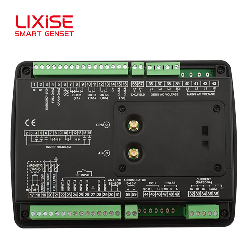 LIXiSE LXC6610B-4G Single Automatic Genset Controller | Built-in Hidden 4G Antenna, 4.3" Multi-Language LCD, 18s Black Box Fault Record, Cloud Multi-Unit Management for Rental & Telecom Base Station Generators