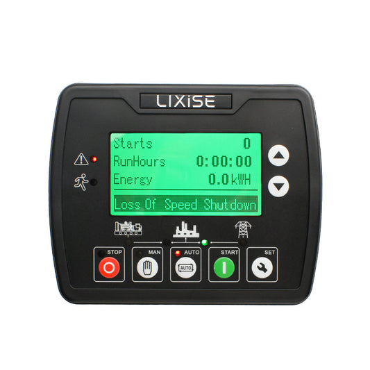 LIXiSE LXC3921 LCD Screen Genset Controller | Original 32-bit ARM Processor, Black Box Fault Record, USB Parameter Setting, Wide DC8-35V Working Voltage, CE Certifie