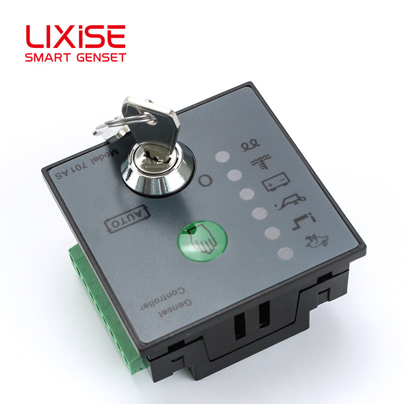 LIXiSE 701AS Auto Start Engine Control Module | Manual Key Operation, Remote Auto Start Trigger, LED Fault Indicator, LCD Hour Counter, 68*68mm Cutout Genset Controller