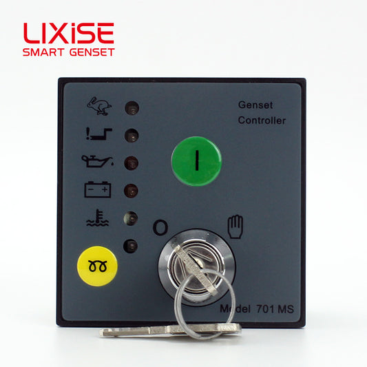 LIXiSE 701MS Manual Engine Control Module | Key Start & Stop, LED Fault Indication, LCD Hour Counter, 68*68mm Cutout Genset Controller