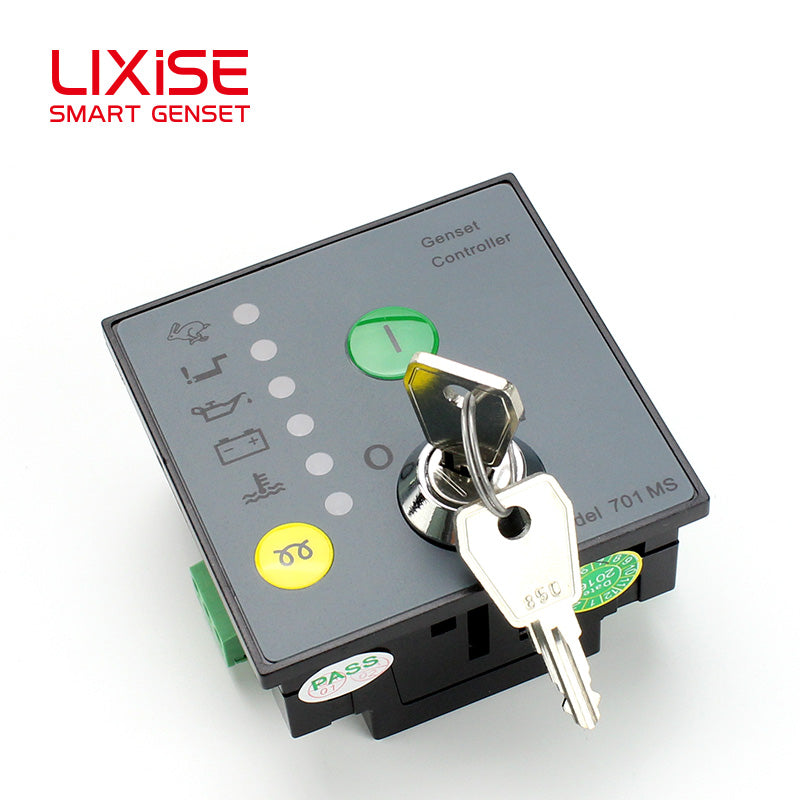 LIXiSE 701MS Manual Engine Control Module | Key Start & Stop, LED Fault Indication, LCD Hour Counter, 68*68mm Cutout Genset Controller