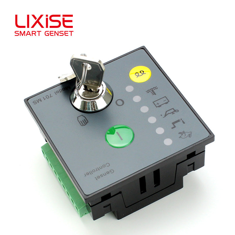 LIXiSE 701MS Manual Engine Control Module | Key Start & Stop, LED Fault Indication, LCD Hour Counter, 68*68mm Cutout Genset Controller