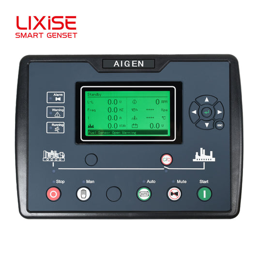 LIXiSE AIG6210 Single Genset Controller | 240\*128 Multi-Language LCD Panel With Bluetooth Debug, Black Box & Battery Aging Detection