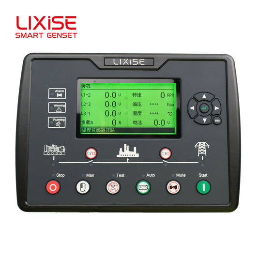 LIXiSE LXC6120NC-CAN AMF Genset Controller CAN J1939 RS485 240\*128 Mono LCD Multi-Language