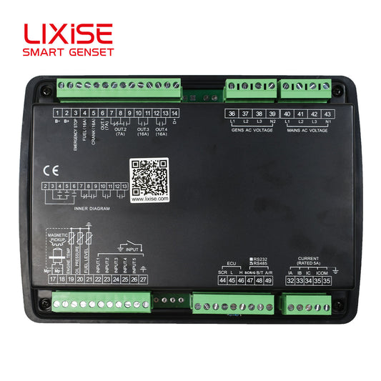 LIXiSE LXC6120NC-CAN AMF Genset Controller CAN J1939 RS485 240\*128 Mono LCD Multi-Language